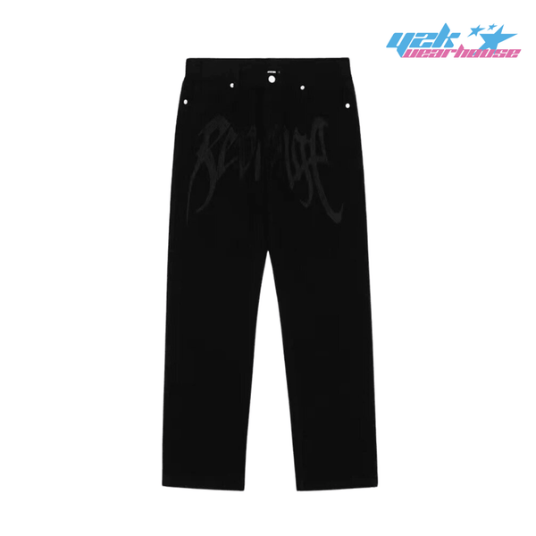 Black Revenge Y2K Jeans - Y2K Wearhouse