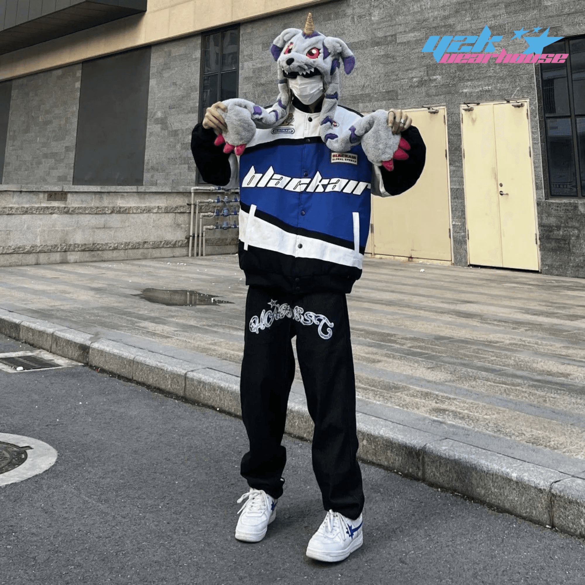 Jeans Baggy Imprimé Noir