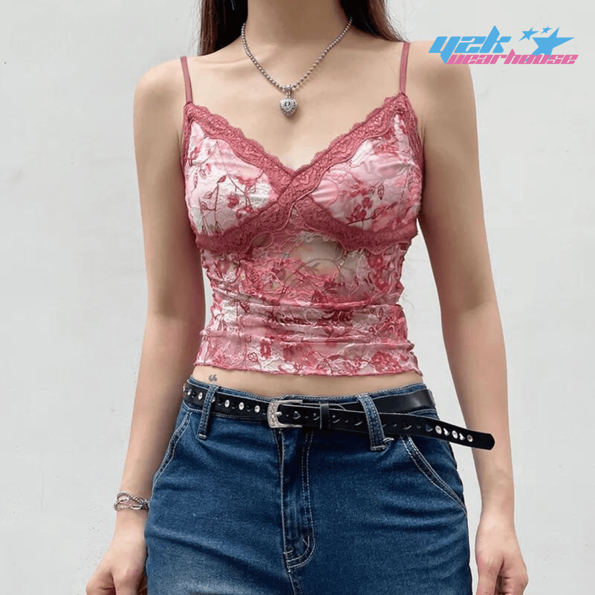 Top Y2K Dentelle Florale